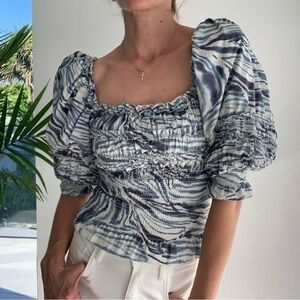 Love the Label by Anthropologie Smocked Puff Sleeve Blouse Size XS